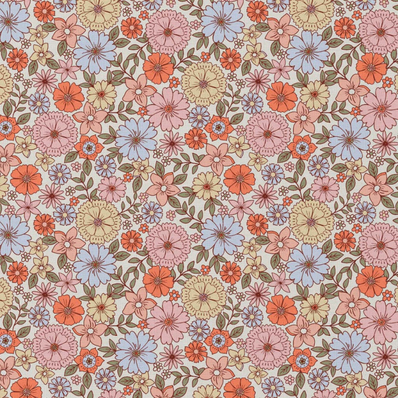 Acryl Coated Cotton BRIGITTE White / Vintage Multicolored